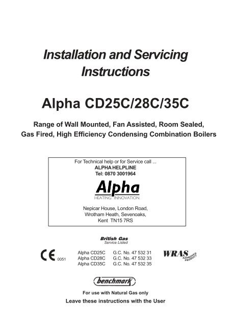 Alpha CDC HE Combi Boilers 25,28,35 Service Guide - BHL.co.uk
