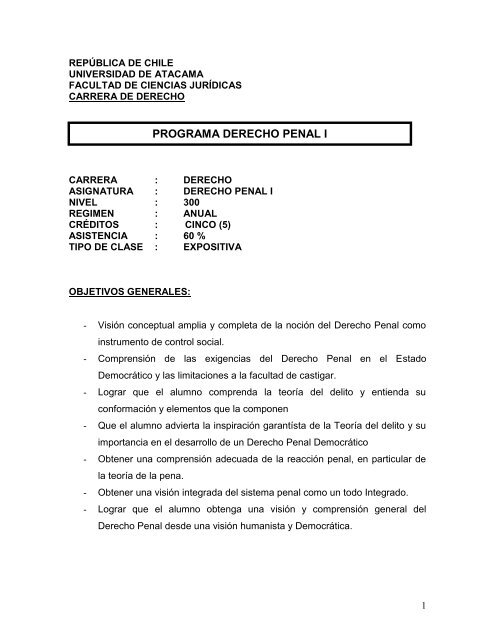 Derecho Penal - Universidad de Atacama