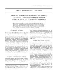 The Status of the Rorschach in Clinical and Forensic Practice: An ...