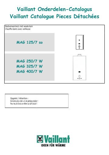 Vaillant Onderdelen-Catalogus Vaillant Catalogue Pieces DÃƒÂ©tachÃƒÂ©es