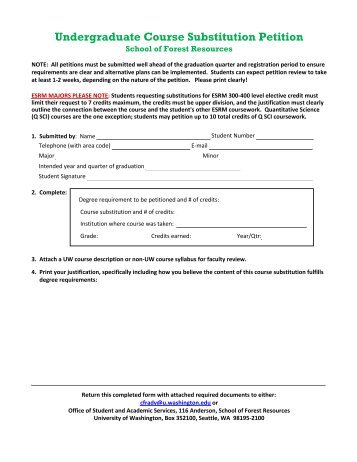Undergraduate Course Substitution Petition - School of ...