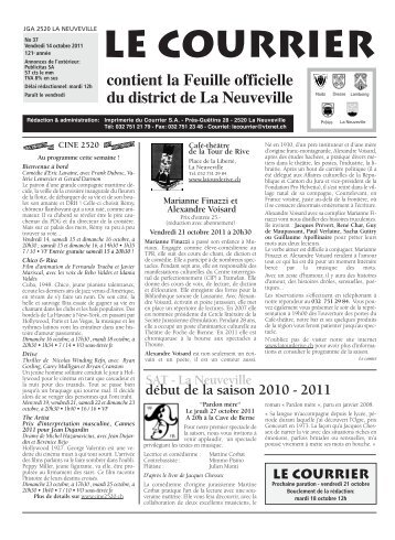 vendredi 14.10.2011 - Imprimerie du Courrier, La Neuveville