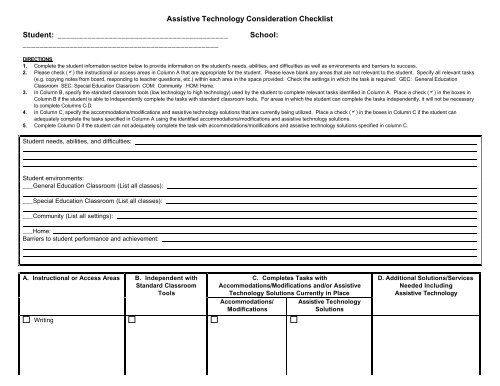 GPAT Consideration Checklist