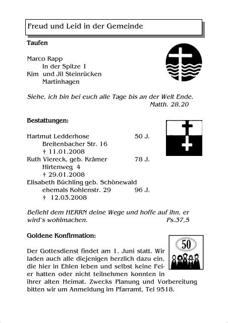 April Mai 2008 - Evangelische Kirche Ehlen