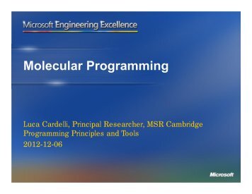 Molecular Programming - Luca Cardelli