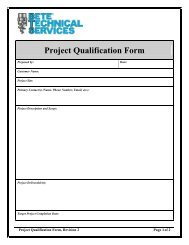 BETE Technical Services Project Qualification Form