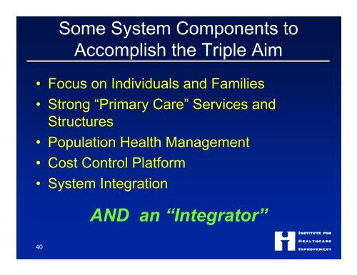 Health Care Leaders and the "Triple Aim" - Intermountain Healthcare