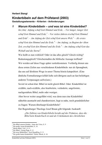 Kinderbibeln auf dem Prüfstand (2003) - Religion im Kinderbuch