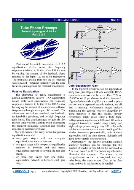 RIAA Preamps Part 2 - Tube CAD Journal