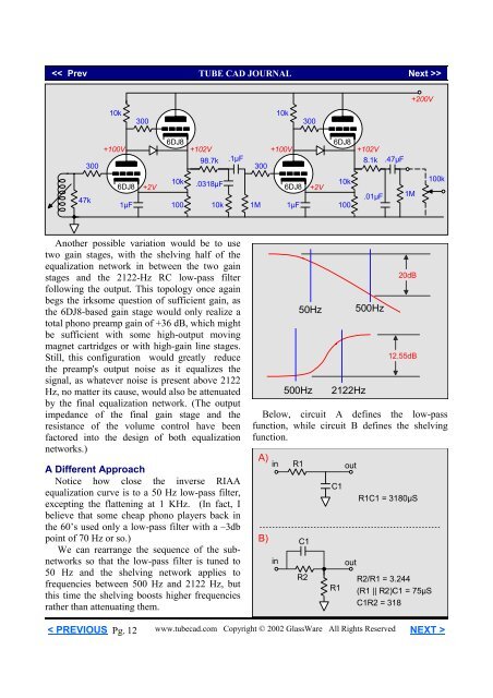 RIAA Preamps Part 2 - Tube CAD Journal