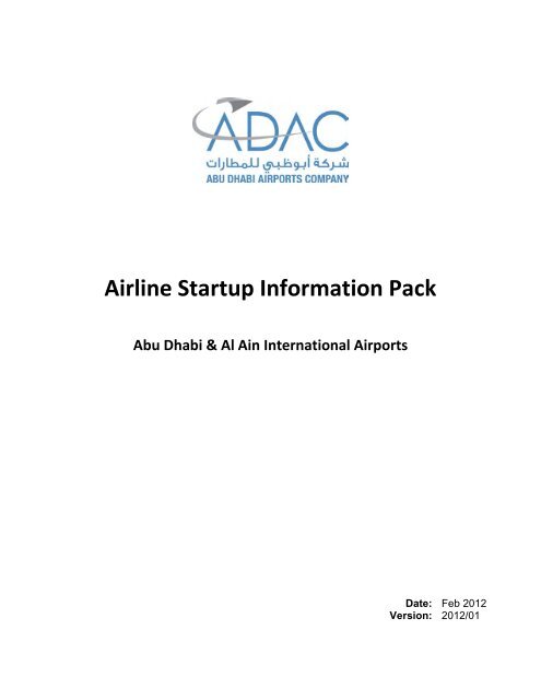Airline Startup Information Pack - Abu Dhabi Airports Company