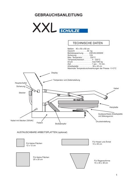 Bedienungsanleitung XXL - Walter Schulze GmbH