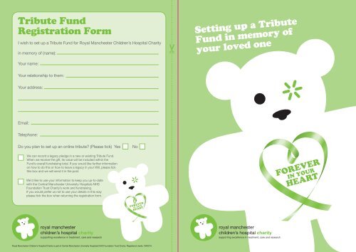 Registration Form - Royal Manchester Childrens Hospital Charity