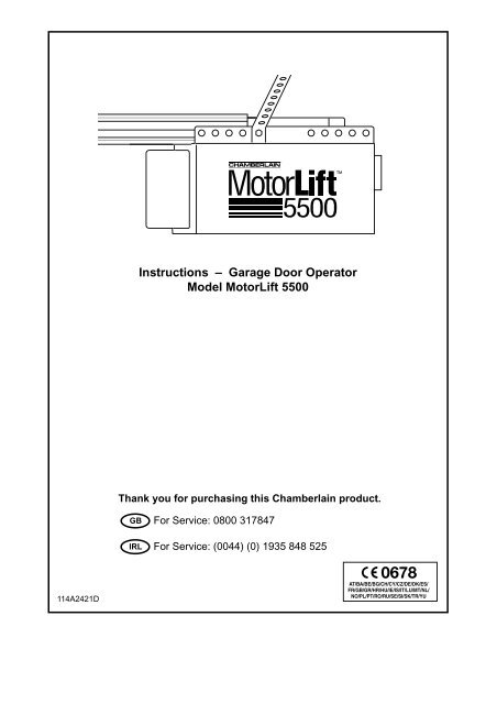 Garage Door Operator Model Motorlift, Chamberlain Garage Door Opener Height Adjustment