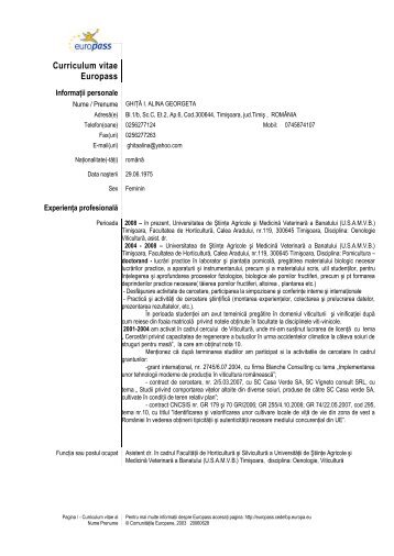 CV Ghita Alina.pdf - Universitatea de Stiinte Agricole si Medicina ...