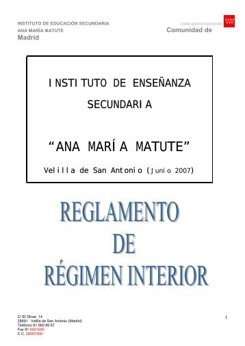 consultar el Reglamento de Regimen Interno - ies ana maría matute