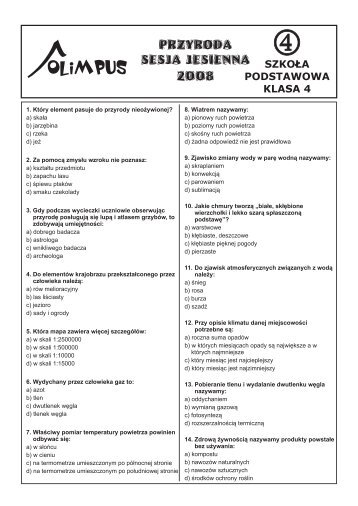 OLIMPUS Sesja jesienna 2008 - Przyroda, kl. 4 SzkoÃ…Â‚a Podstawowa