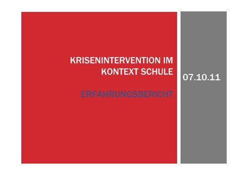 Krisenintervention im Kontext Schule Erfahrungsbericht