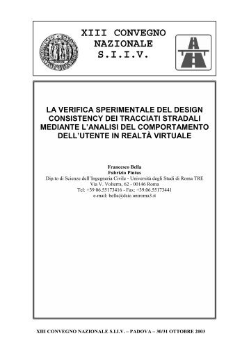 A1. F. BELLA, F. PINTUS La verifica sperimentale del Design ...