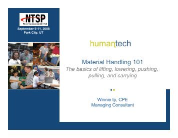 Material Handling 101 - humantech - Winnie Ip
