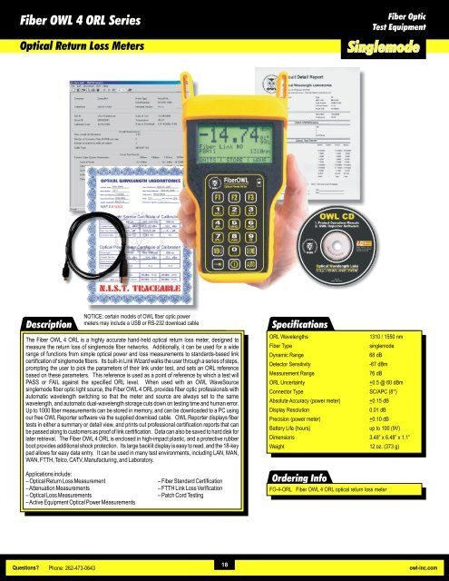 Fiber Optics Test Equipment Catalog