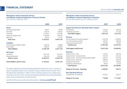 annual review 2008 - Westchester Jewish Community Services