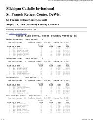 Michigan Catholic Invitational St. Francis Retreat Center, DeWitt