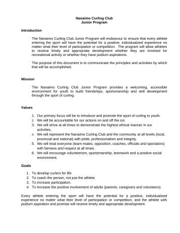 Code of Conduct Form - Nanaimo Curling Club