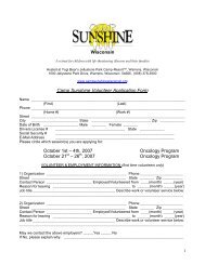 Wisconsin Camp Sunshine Volunteer Application Form October 1st ...