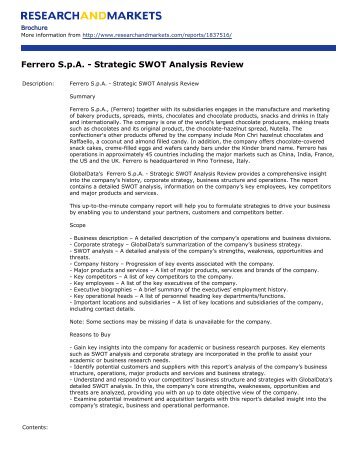 ferrero swot Ferrero rocher swot analysis is covered on this page along with usp & competition it also includes ferrero rocher's segmentation, targeting & positioning. ferrero swot Ferrero rocher swot analysis is covered on this page along with usp & competition it also includes ferrero rocher's segmentation, targeting & positioning.