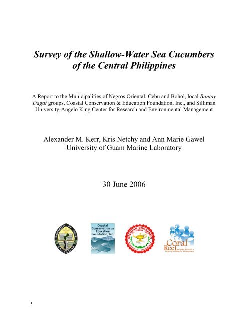 survey of the shallow-water sea cucumbers of the central philippines