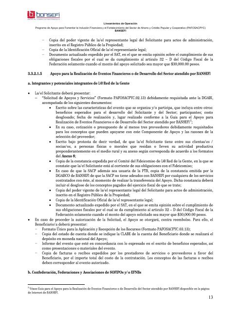 Programa de Apoyo para Fomentar la InclusiÃ³n Financiera ... - Bansefi