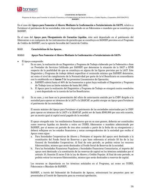 Programa de Apoyo para Fomentar la InclusiÃ³n Financiera ... - Bansefi