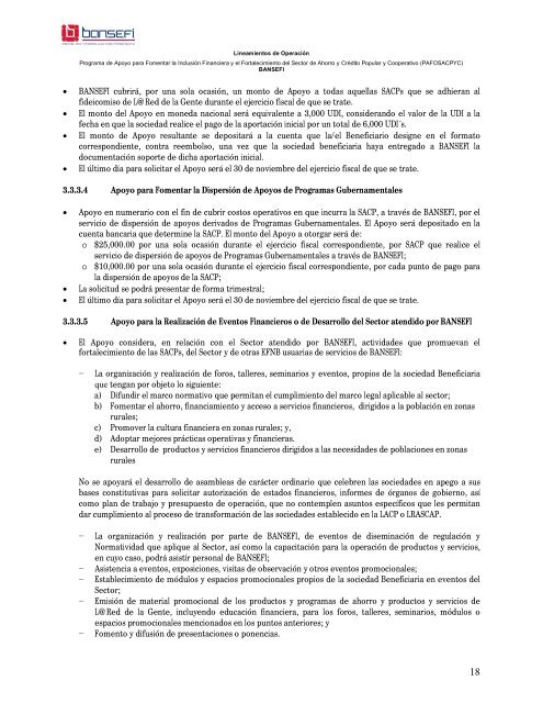 Programa de Apoyo para Fomentar la InclusiÃ³n Financiera ... - Bansefi