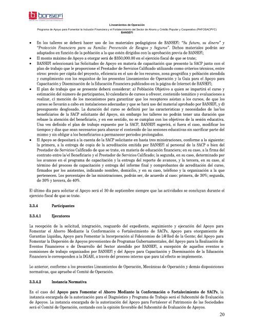 Programa de Apoyo para Fomentar la InclusiÃ³n Financiera ... - Bansefi