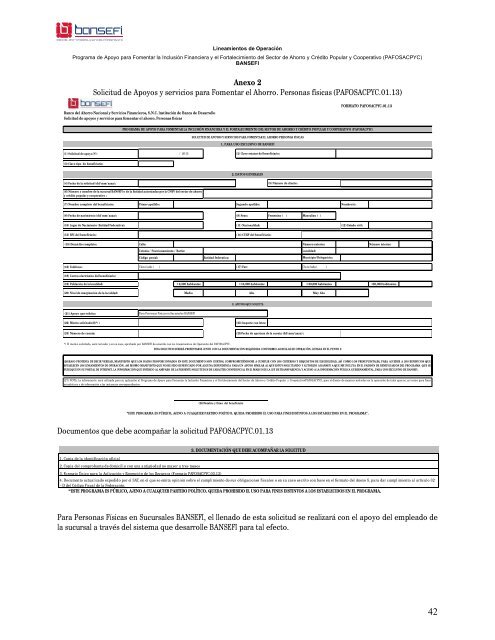 Programa de Apoyo para Fomentar la InclusiÃ³n Financiera ... - Bansefi