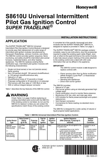 S8610U Universal Intermittent Pilot Gas Ignition ... - PEX Universe