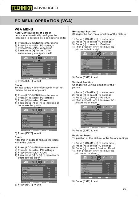 tv menu operation - UMC - Slovakia