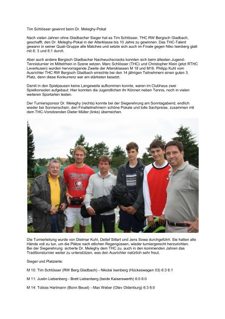 klicken - Tennis- und Hockey-Club Rot-WeiÃŸ Bergisch Gladbach