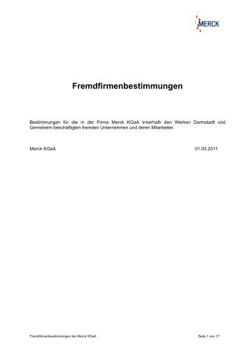 Fremdfirmenbestimmungen - Merck KGaA