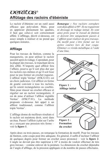 Affûtage des racloirs d'ébéniste