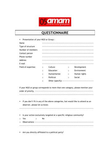 QUESTIONNAIRE - Lists