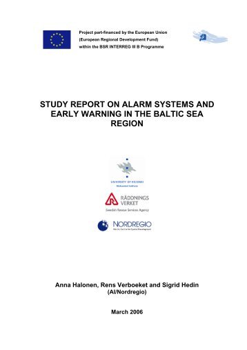 study report on alarm systems and early warning in the ... - Helsinki.fi