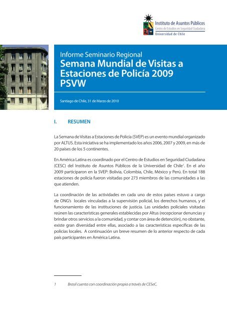 2009 - Centro de Estudios en Seguridad Ciudadana - Universidad ...