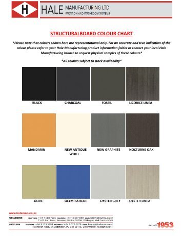 STRUCTURALBOARD COLOUR CHART - Hale Manufacturing Ltd