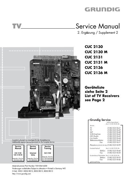 Operation Instructions-Bedienungsanleitung für Grundig ST 6000 