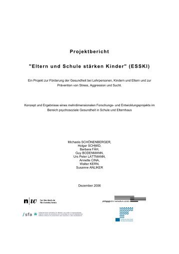 Projektbericht "Eltern und Schule stÃ¤rken Kinder ... - Addiction Suisse