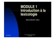 MODULE 1 Introduction Ã  la lexicologie