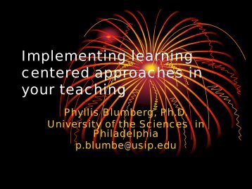 Implementing learning centered approaches in your teaching