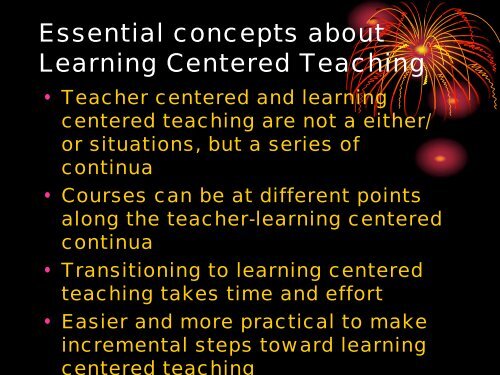 Implementing learning centered approaches in your teaching
